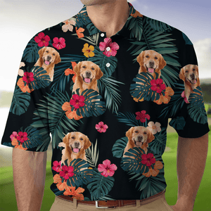 GeckoCustom Custom Face Photo Hawaiian Dog Family Polo Shirt DM01 891101