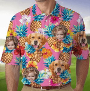 GeckoCustom Custom Face Photo Hawaiian Dog Family Polo Shirt DM01 891101