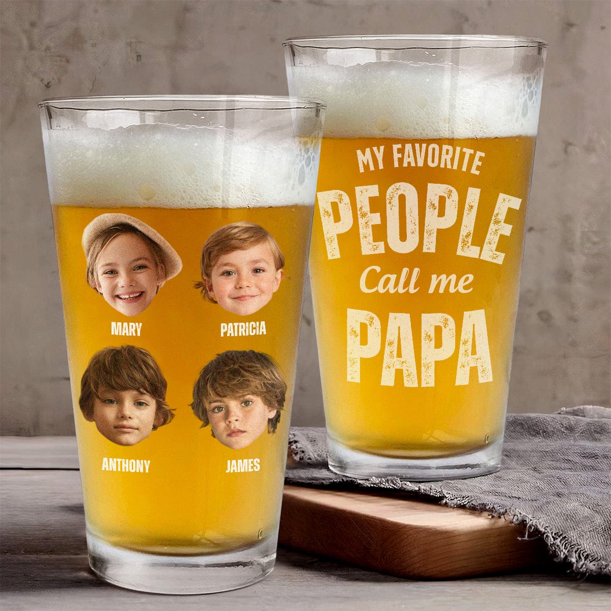 GeckoCustom Custom Face Photo My Favorite People Call Me Papa Father's Day Beer Glass DM01 891015 16oz