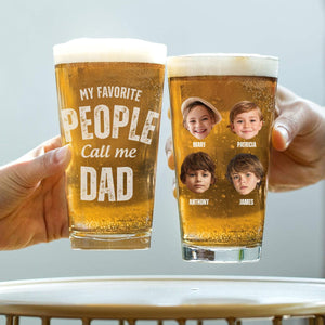 GeckoCustom Custom Face Photo My Favorite People Call Me Papa Father's Day Beer Glass DM01 891015 16oz