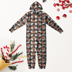 GeckoCustom Custom Face Photo With Christmas Pattern Onesie Pajamas HO82 893224