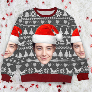 GeckoCustom Custom Face Photo With Christmas Pattern Ugly Christmas Sweater TH10 891597