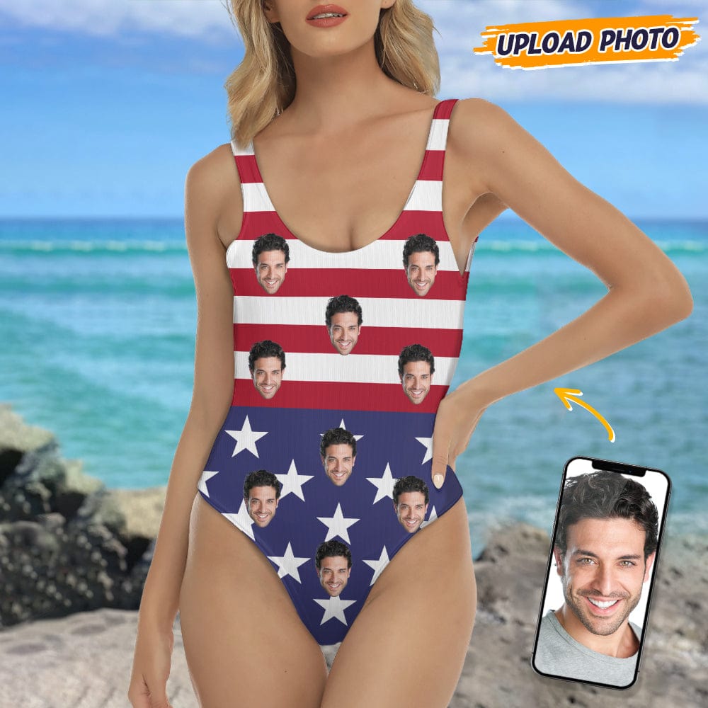 GeckoCustom Custom Face Photo With Flag Pattern Swimsuit TA29 889200