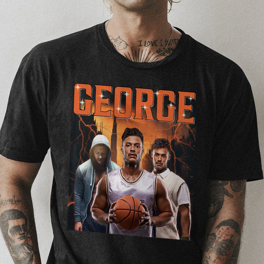 GeckoCustom Custom Face Portrait Photo Vintage Style Shirt T368 889685 Premium Tee (Favorite) / P Black / S