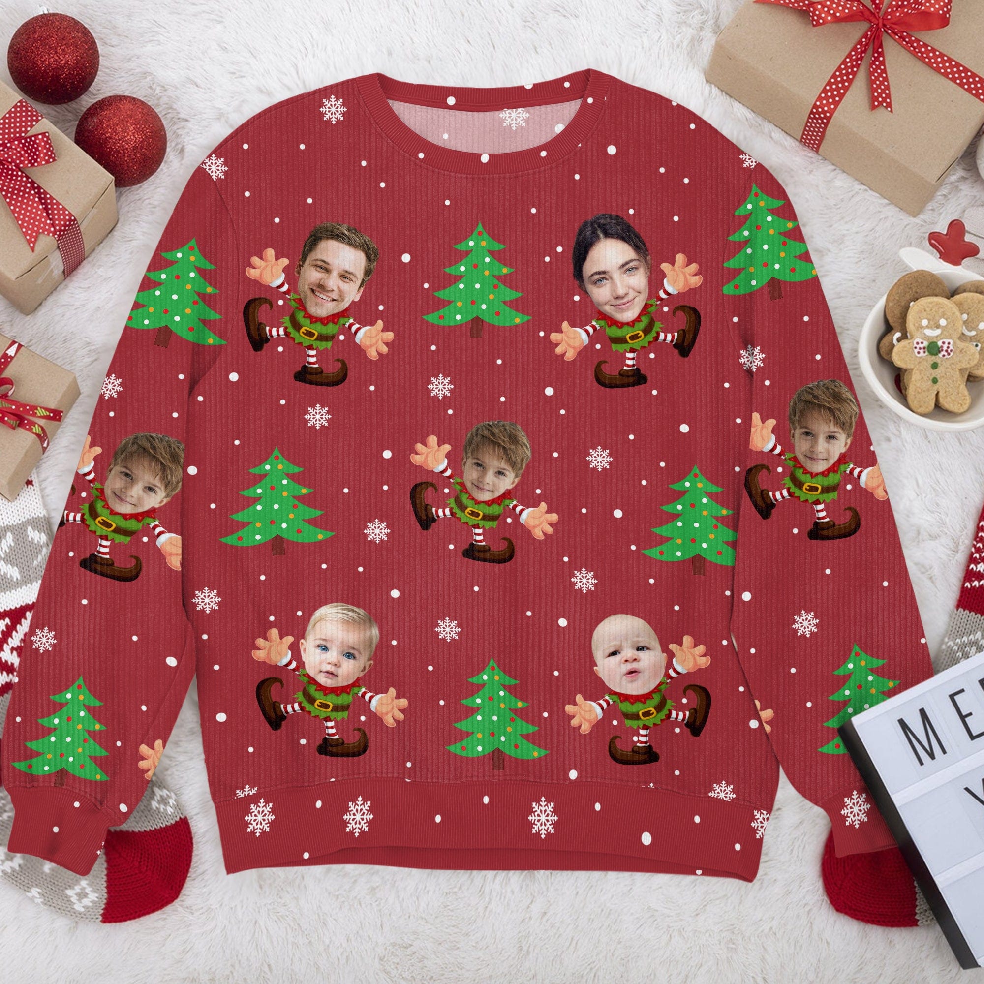 GeckoCustom Custom Face Xmas Elfs All-Over-Print Ugly Sweater HO82 893142