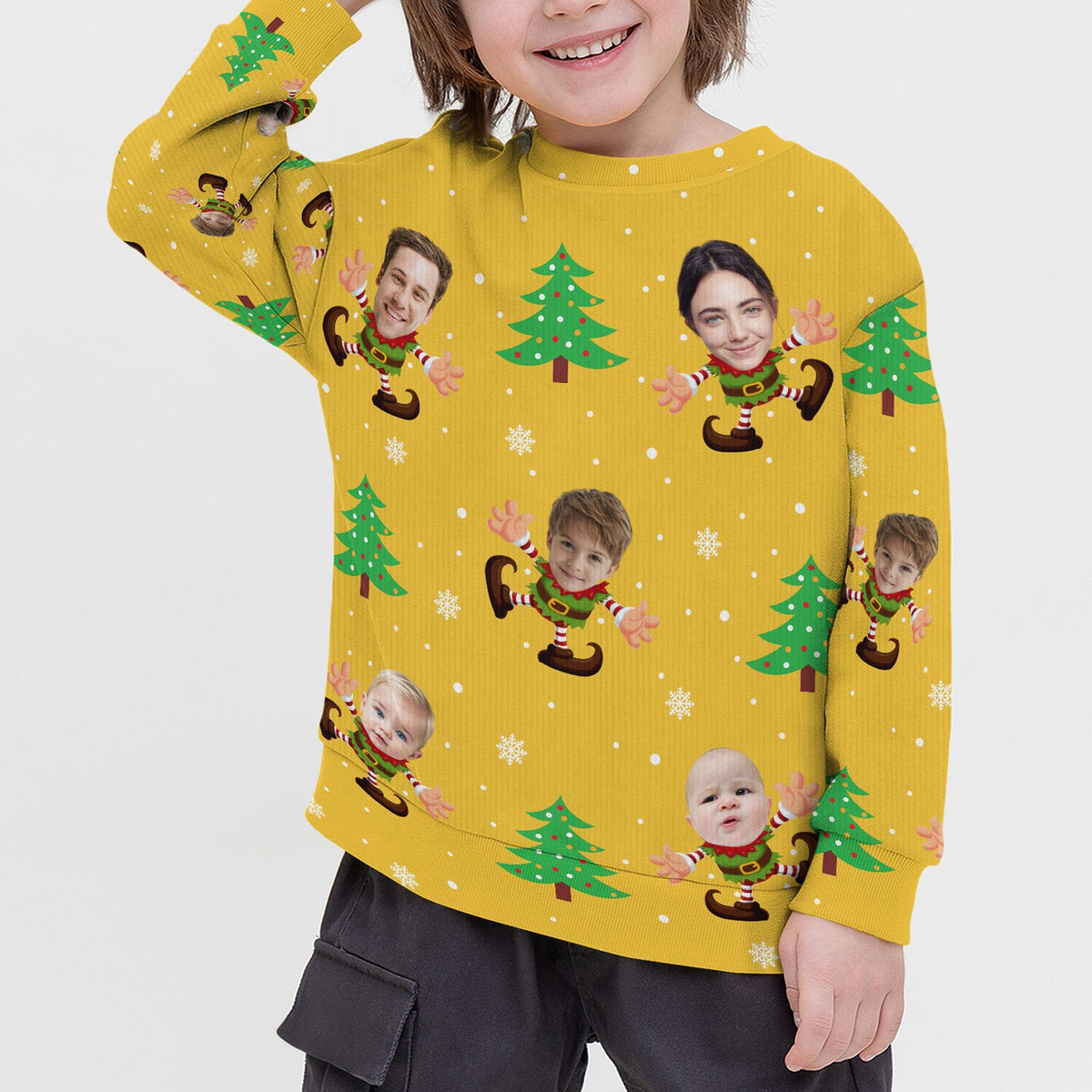 GeckoCustom Custom Face Xmas Elfs All-Over-Print Ugly Sweater HO82 893142