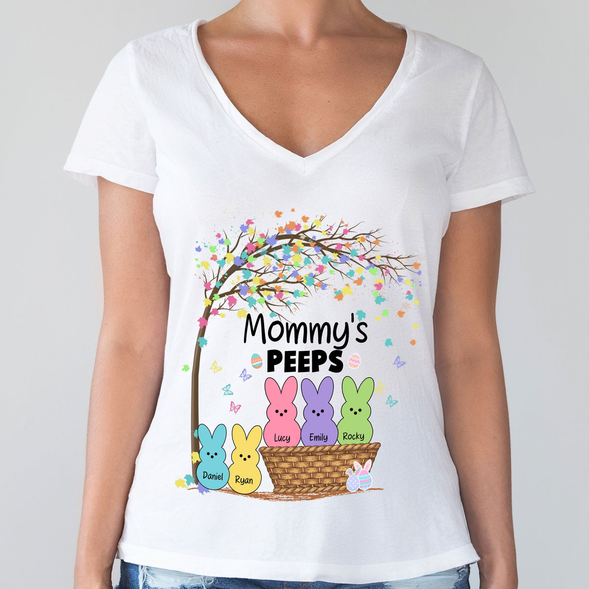 GeckoCustom Custom Family Bunny Easter Shirt TH10 892359 Women V-neck / V White / S