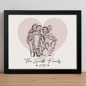 GeckoCustom Custom Family & Couple Line Art Portrait From Photo Picture Frame Gift for Loved Ones LM32 895064 Picture Frame / 8"x10"