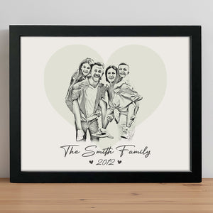 GeckoCustom Custom Family & Couple Line Art Portrait From Photo Picture Frame Gift for Loved Ones LM32 895064 Picture Frame / 8"x10"