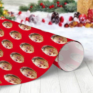 GeckoCustom Custom Family Face Photo On Christmas Wrapping Paper TH10 892165