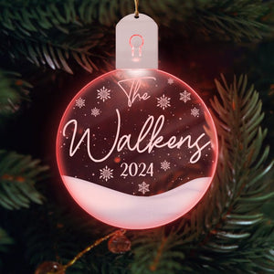 GeckoCustom Custom Family Name Christmas LED Acrylic Ornament TH10 892089 3 inches