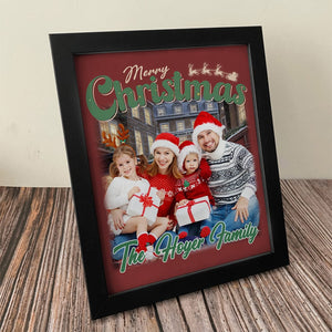 GeckoCustom Custom Family Photo and Name Merry Christmas Poster Canvas Picture Frame TH10 891789