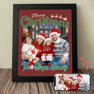 GeckoCustom Custom Family Photo and Name Merry Christmas Poster Canvas Picture Frame TH10 891789