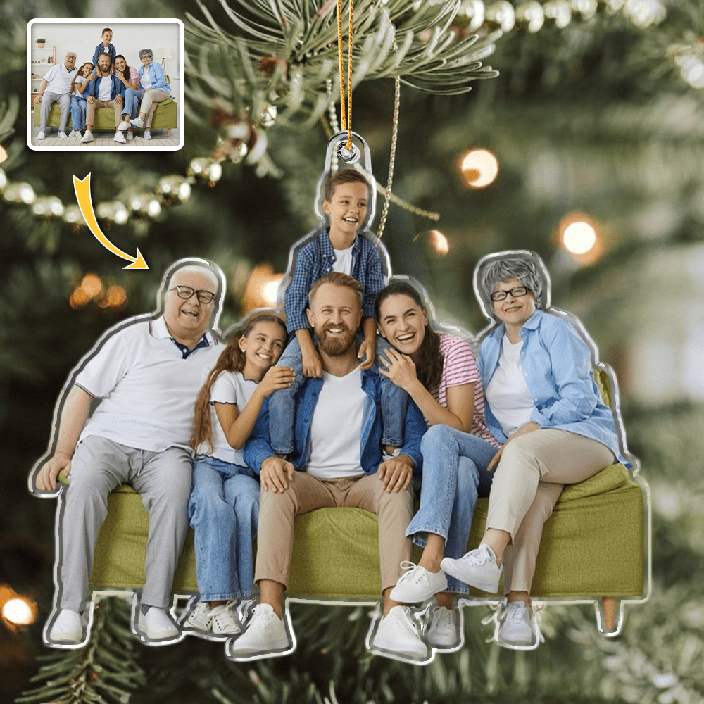 GeckoCustom Custom Family Photo Gift For Grandparents Acrylic Ornament HA75 891034