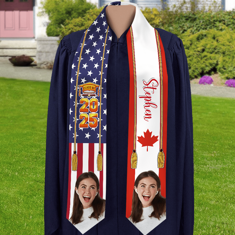 GeckoCustom Custom Flag Nations Graduation Stoles Custom Photos N369 890695 6x72 inch