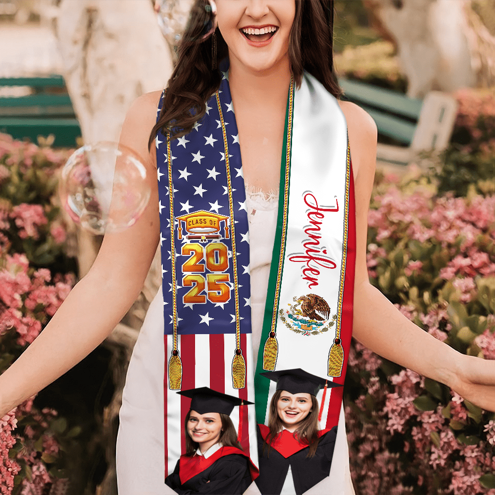 GeckoCustom Custom Flag Nations Graduation Stoles Custom Photos N369 890695 6x72 inch