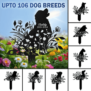 GeckoCustom Custom Floral Dog Memorial Garden Stake TH10 891687