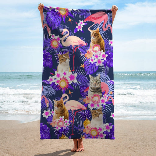 GeckoCustom Custom Funny Cat Photo Aloha Beach Towel N304 890394 30"x60"