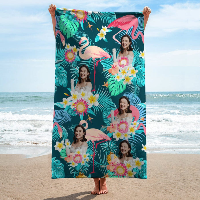 GeckoCustom Custom Funny Human Photo Aloha Beach Towel N304 890394 30"x60"