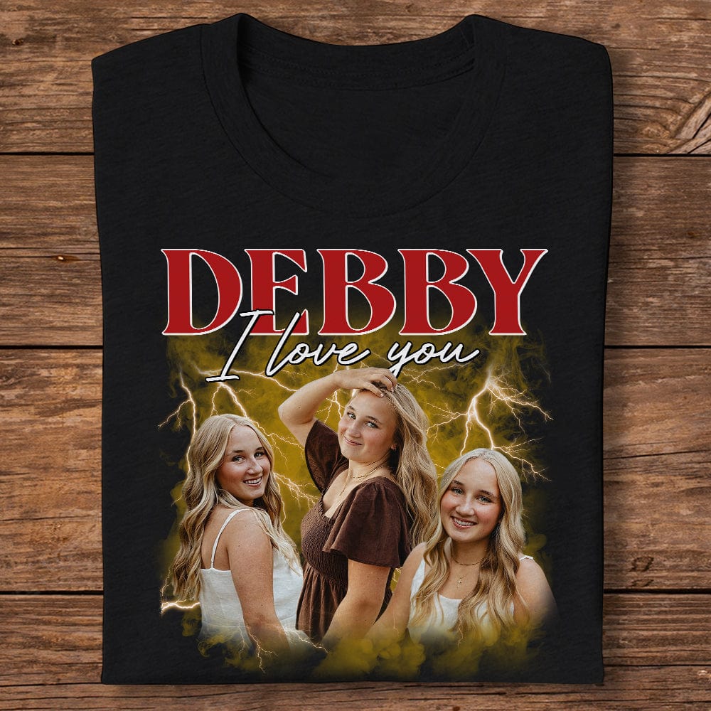 GeckoCustom Custom Girlfriend Photo Vintage Bootleg Dark Shirt Valentines Gift For Girlfriend HO82 895024 Women Tee / Black Color / S