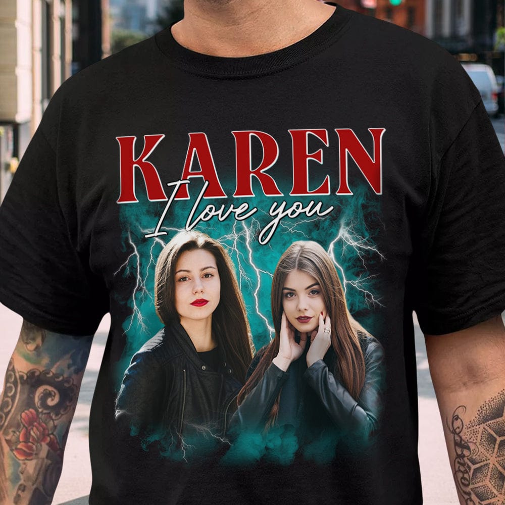 GeckoCustom Custom Girlfriend Photo Vintage Bootleg Dark Shirt Valentines Gift For Girlfriend HO82 895024