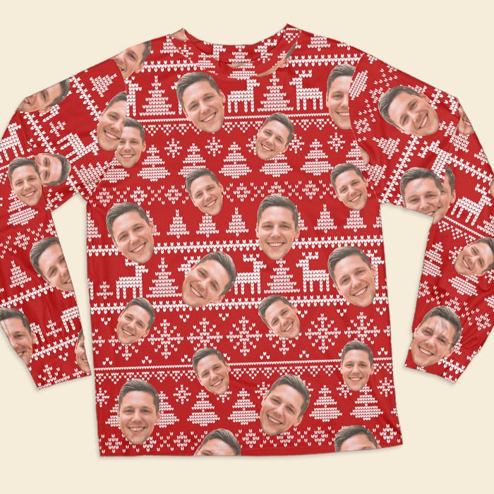 GeckoCustom Custom Human Face Christmas Matching Pajamas Set N304 889860 Only Shirt / S