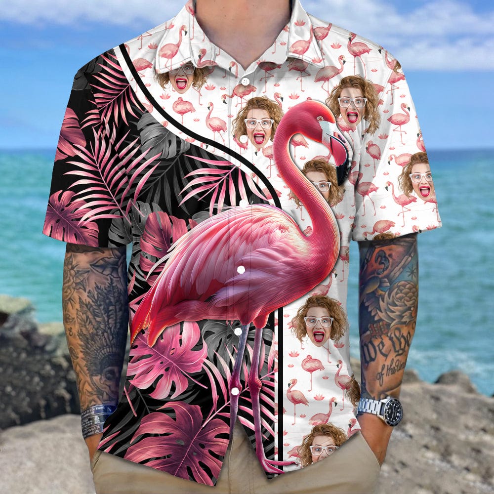 Custom Human Face Photo With Flamingo Hawaii Shirt K228 890551 - GeckoCustom