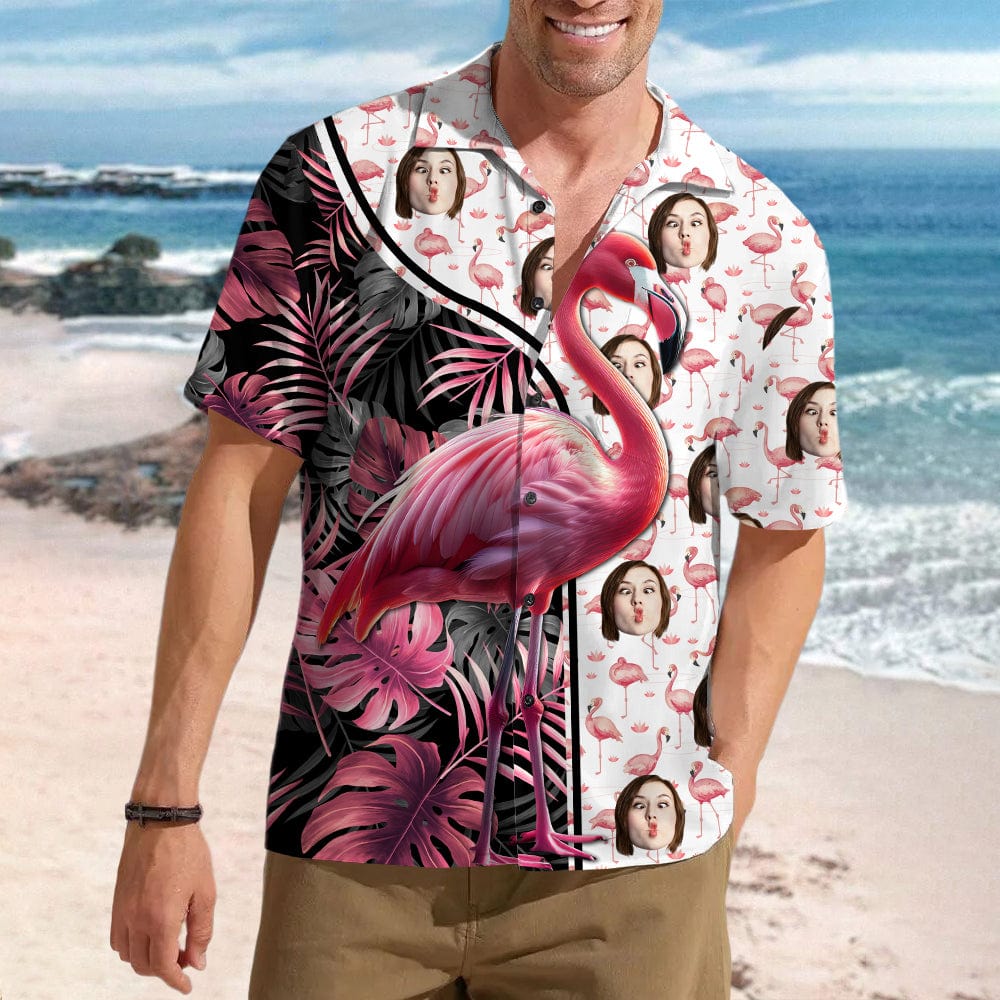 Custom Human Face Photo With Flamingo Hawaii Shirt K228 890551 - GeckoCustom