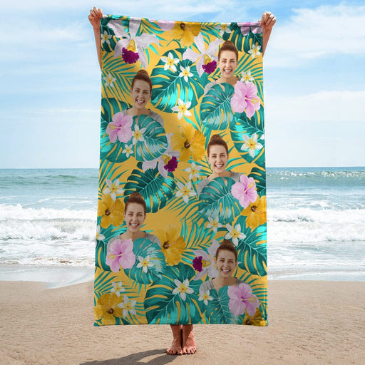 GeckoCustom Custom Human Photo Tropical Style Beach Towel N304 890390 30"x60"
