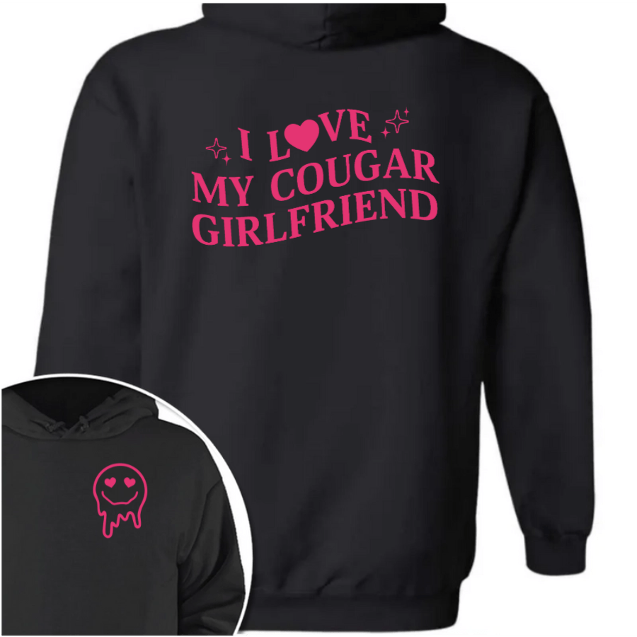 GeckoCustom Custom I Love My Cougar Girlfriend, Wife Shirt Valentine's Day, Anniversary Gift HA75 891818 Pullover Hoodie / Black Colour / S