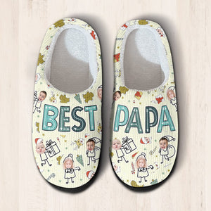 GeckoCustom Custom Kid Photo Best Dad Christmas Gift Slippers HO82 893116