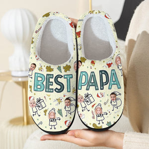 GeckoCustom Custom Kid Photo Best Dad Christmas Gift Slippers HO82 893116