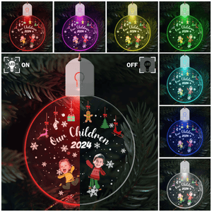 GeckoCustom Custom Kid Photo My Grandkids Grandparents Family Led Acrylic Ornament HO82 893280 3 inches