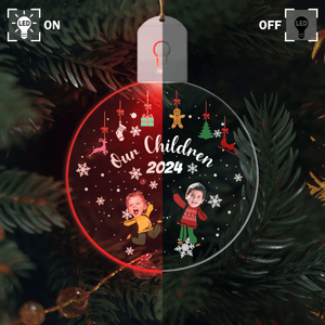 GeckoCustom Custom Kid Photo My Grandkids Grandparents Family Led Acrylic Ornament HO82 893280 3 inches