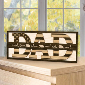 GeckoCustom Custom Kid's Names Dad Wood Sign Personalized Gift TA29 890450