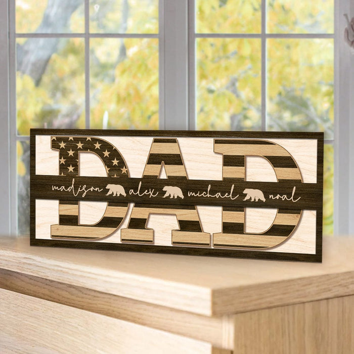 GeckoCustom Custom Kid's Names Dad Wood Sign Personalized Gift TA29 890450