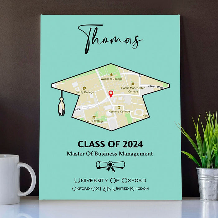 GeckoCustom Custom Map Graduation Gift Personalized Graduation Senior Canvas C598