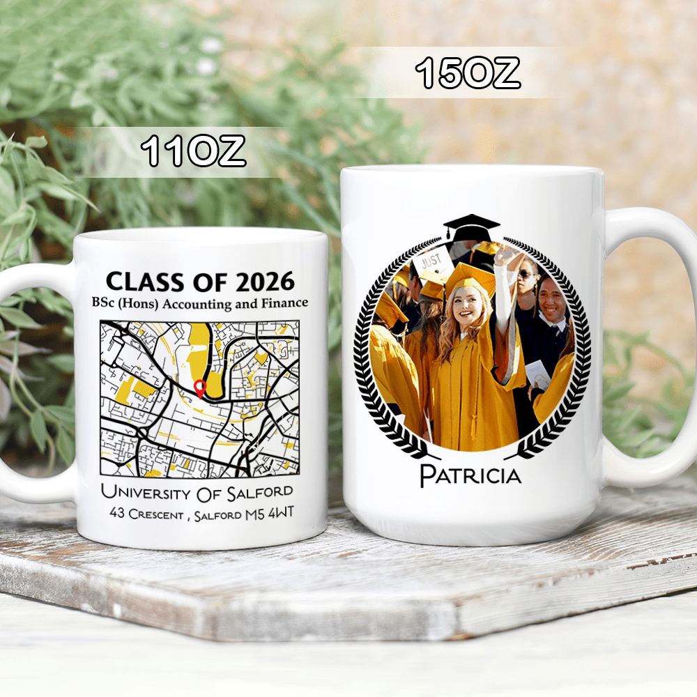 GeckoCustom Custom Map Photo Graduation Gift Personalized Graduation Senior Coffee Mug 890335