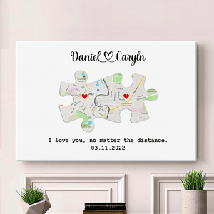 GeckoCustom Custom Map Puzzle Piece Canvas Picture Frame Couple Valentine Gift HA75 891792