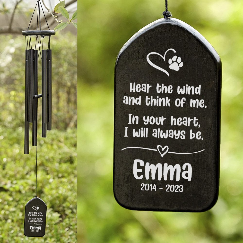 GeckoCustom Custom Name And Think Of Me Memorial Wind Chimes Personalized Gifts TA29 889879 Solid Black - White Text