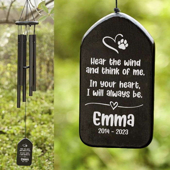 GeckoCustom Custom Name And Think Of Me Memorial Wind Chimes Personalized Gifts TA29 889879 Solid Black - White Text