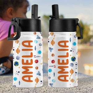 GeckoCustom Custom Name Back To School Gift For Grandkid Kid Water Bottle With Straw HO82 891334 12 oz