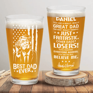 GeckoCustom Trump 2024 Flag Full Laser Engraved Beer Glass N304 HA75 890864 16oz / 2 sides