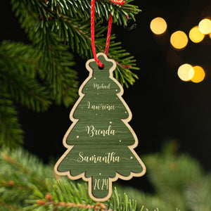 GeckoCustom Custom Name Christmas Tree Family Wood Ornament Personalized Gift HO82 893312 4"x4"