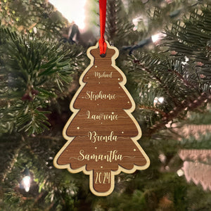 GeckoCustom Custom Name Christmas Tree Family Wood Ornament Personalized Gift HO82 893312 4"x4"