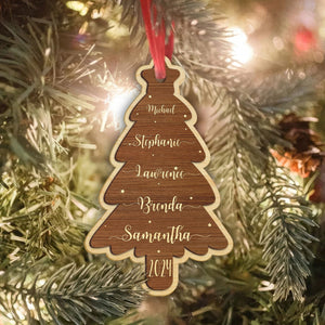 GeckoCustom Custom Name Christmas Tree Family Wood Ornament Personalized Gift HO82 893312 4"x4"