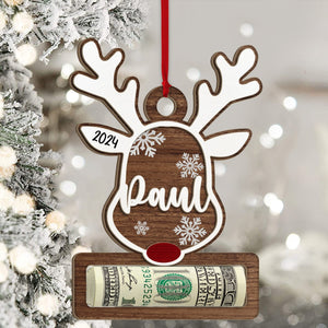 GeckoCustom Custom Name Cute Reindeer Wood Money Holder Ornament HO82 893120