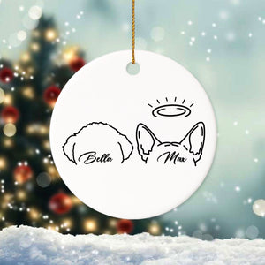 GeckoCustom Custom Name Dog Ear Outline Christmas Ceramic Ornament TH10 891381