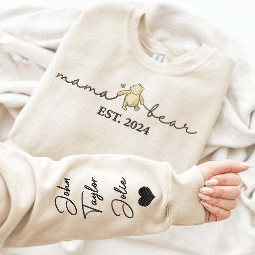 GeckoCustom Custom Name Embroidered Motherhood Is The Greatest Thing Family Sweatshirt T286 890410