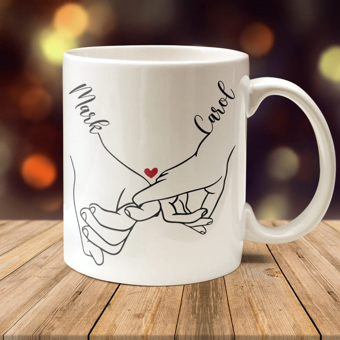 GeckoCustom Custom Name Holding Hands Valentine Mug Personalized Gift N304 890137